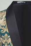 Traje de baile de fin de curso verde Jacquard de 2 piezas con solapa en chal,