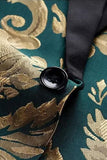 Traje de baile de fin de curso verde Jacquard de 2 piezas con solapa en chal,