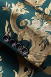 Traje de baile de fin de curso verde Jacquard de 2 piezas con solapa en chal,