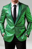 Americana de baile de graduación de hombre con chalel verde brillante