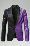 Blazer de graduación de hombre con solapa de chalada dorada negra brillante