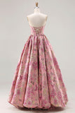 Corsé floral sin tirantes Princess Pink Largo de talla grande con cordones en la espalda