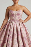 Corsé floral sin tirantes Princess Pink Largo de talla grande con cordones en la espalda