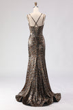Vestido largo de baile de graduación con corsé de sirena leopardo caqui y encaje en la espalda