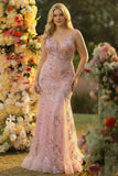 Vestido largo largo de graduación sirena con cuello en V y talla grande con colorete, brillante y coloreado