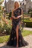 Sirena negra con lentejuelas y vestido largo de graduación con moño