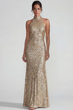 Lentejuelas doradas brillantes con capestro Vestido formal largo