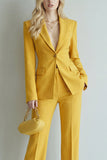 Traje de baile de graduación Peak, solapa de dos piezas, amarillo slim fit de un solo botón