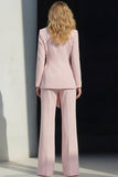 Trajes de trabajo de mujer con solapa Pink Peak de dos piezas y faja
