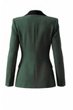 Traje de graduación de graduación verde oscuro de corte slim de dos piezas, solapa con pico y cruzado
