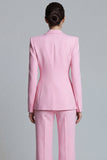 Trajes de trabajo femeninos de dos piezas de un solo botón de solapa Pink Peak