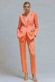 Trajes de trabajo de mujer de dos piezas con muescas naranjas y un solo botón