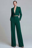 Trajes de trabajo de dos piezas de solapa con pico verde oscuro y punta
