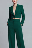Trajes de trabajo de dos piezas de solapa con pico verde oscuro y punta