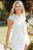 Vestido de novia largo de manga de encaje blanco con abertura