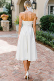 Vestido de novia Midi con encaje de encaje blanco A
