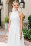 Vestido de novia Midi con encaje de encaje blanco A