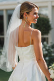 Vestido de novia de tirantes finos blancos Midi A Line