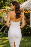 Vestido de novia Midi de encaje blanco con tirantes finos