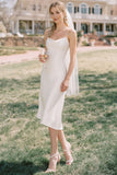 Vestido de novia Midi de tirantes finos blancos