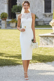 Vestido de novia Midi de satén blanco de encaje