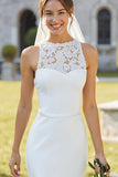 Vestido de novia Midi de satén blanco de encaje
