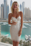 Vestido de novia bodycon con lentejuelas brillantes con tirantes finos en marfil