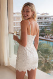 Vestido de novia bodycon tirantes finos de marfil brillante