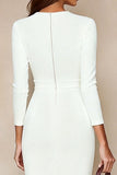 Bodycon Ivory Bodycon Midi Midi de Cuello Redondo con mangas 3/4