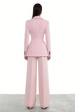 Trajes de trabajo femeninos de dos piezas con solapa rosa con pico rosa