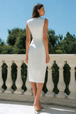 Vestido de compromiso midi de satén de satén blanco Bodycon