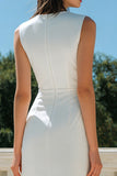 Vestido de compromiso midi de satén de satén blanco Bodycon