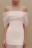 Vestido largo de compromiso de tul de tul de marfil