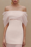 Vestido largo de compromiso de tul de tul de marfil