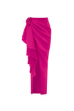 Traje de baño de dos piezas con flor fucsia 3D de un hombro y vestido de playa