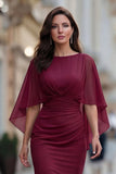 Vestido negro de la Madre de la Novia Sirena Arrugada con media manga