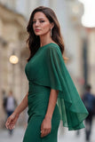 Vestido negro de la Madre de la Novia Sirena Arrugada con media manga