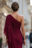 Vestido de sirena de un hombro de un hombro con manga de la sirena de la novia verde salvia
