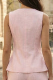 Trajes de trabajo femeninos de dos piezas, cuello redondo de un solo botonadura de marfil