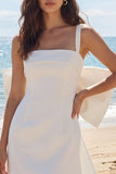 Vestido de graduación mini bodycon bodycon de cuello cuadrado con lazo grande