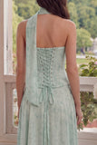 Corsé A-Line de gasa Dusty Sage Dusty Strapless