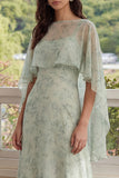 Vestido Midi de 2 piezas de gasa estampado de salvia polvorienta
