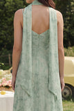 Vestido Midi de tirantes finos de gasa con estampado de salvia polvorienta