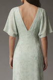 Vestido Midi Sage Sage de escote en V con escote en V y manga corta