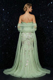 Vestido de noche con corsé sin tirantes y sirena con abertura
