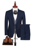 Trajes de baile de graduación de 3 piezas azules One Button Peak Lapel