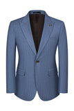Trajes de baile de graduación de 3 piezas azules One Button Peak Lapel