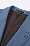 Trajes de baile de graduación de 3 piezas azules One Button Peak Lapel