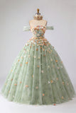 Vestido de Princesa Quinceañera con Camisa de Champán de Hombros Descubiertos