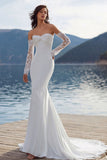Vestido de novia Sweep Sirena Marfil con mangas